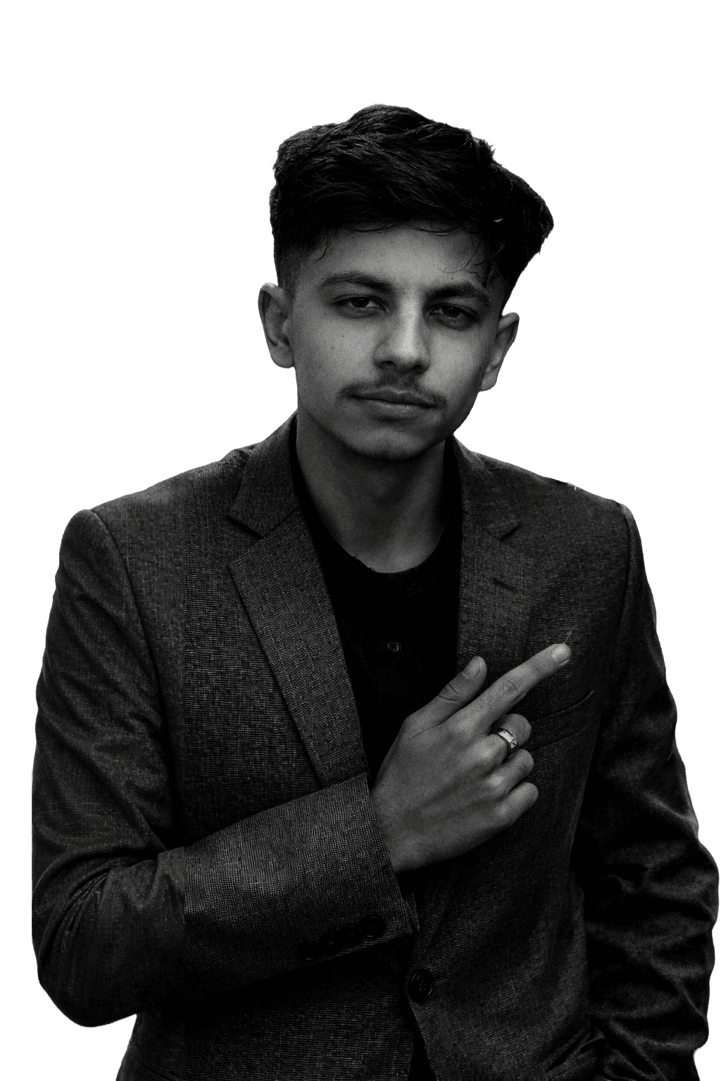Aadarsh Pandit pointing